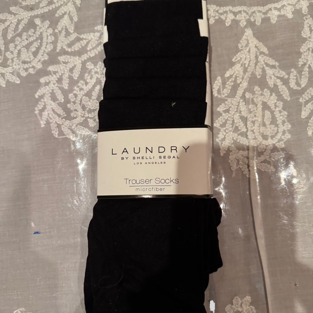 Six pairs of Black Trouser Socks by Designer “Laundry by Shelli Segal”